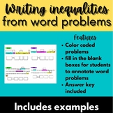Writing inequalities from word problems introduction activ