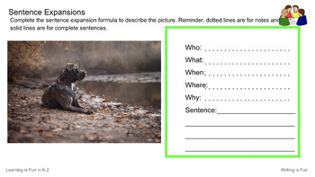 Preview of Writing is Fun- Sentence Expansion lessons