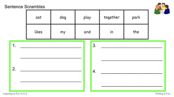 Preview of Writing is Fun- Sentence Scrambles lessons