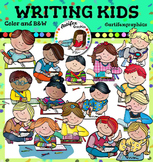 Writing kids clip art -Color and B&W-