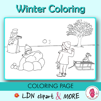 Preview of WINTER writing motor skills coloring page. No prep, print, go & have fun!