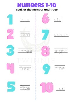 Preview of Writing number 1 to 20 - Math worksheet