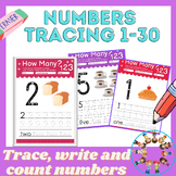 Numbers Writing Practice 1-30/ Tracing numbers/ write and 