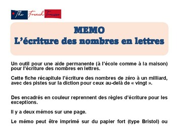 Preview of Writing numbers in letters / L’écriture des nombres en lettres