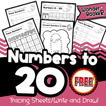 Preview of Writing numbers to 20, Tracing Sheets, Numbers Tracing, Write and draw!
