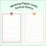 Writing paper for kids | Writing Paper with Lion and cat t