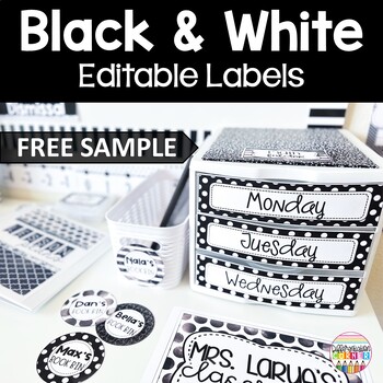 Preview of Black and White Editable Labels Free