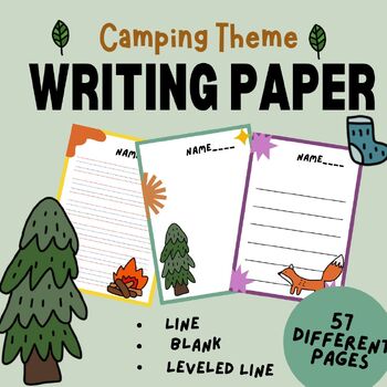 Preview of Writing paper with line, leveled lines, and blank camping edition
