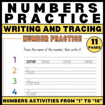 Preview of Writing practice numbers 1 to 10 worksheets trace and write numbers activities