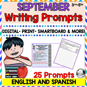 Preview of Writing prompt in Spanish - Distance learning - Google Classroom - September