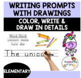 Handwriting prompts: color, draw details, write -word bank