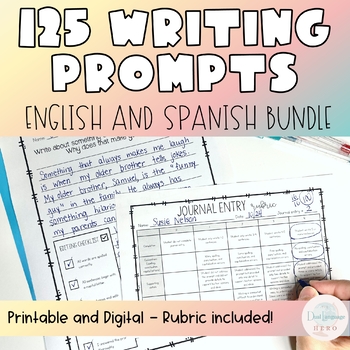 Preview of Writing prompts in Spanish and English - Journal prompts for the whole year