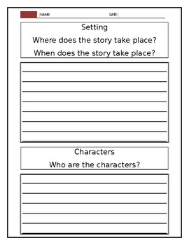 Preview of Writing template for Story elements