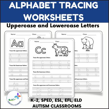 Preview of Alphabet Letter Tracing Practice-Uppercase and Lowercase letters Worksheets