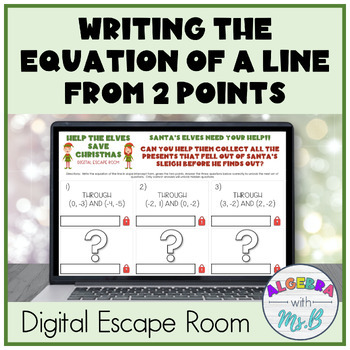 Preview of Writing the Equation of a Line Given 2 Points Holiday Digital Activity
