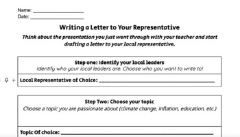 Preview of Writing to Government Representatives Worksheet