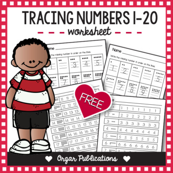 Preview of Writing tracing numbers 1 - 20 and fill in  the missing numbers 1 - 20