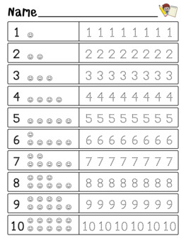 Writing tracing numbers 1 - 20 and fill in the missing numbers 1 - 20