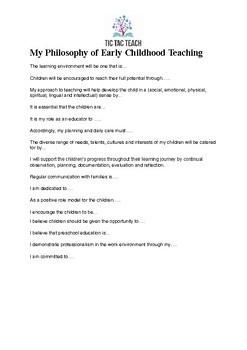 personal philosophy statement for early childhood education