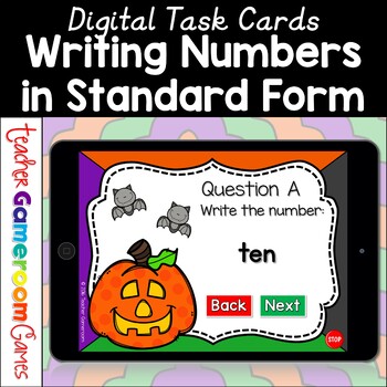 Preview of Writing Numbers in Standard Form Halloween Digital Task Cards