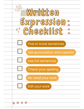 Preview of Written Expression Checklist