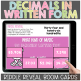 Written Form of Decimals Place Value of Decimals Riddle Re