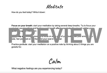 Preview of Written Meditations for Students - SEL, mental health, coping strategies