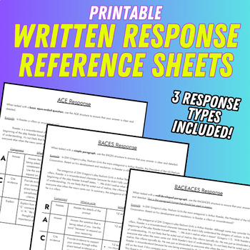 Preview of Written Response Reference Guides (Printable) - ACE, RACES, and RACEACES!