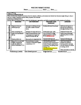 Preview of Written Response Rubric