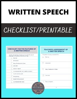 Preview of Written Speech Template/Checklist/Assessment Sheet/Text type/Marking