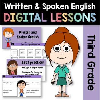 Preview of Written & Spoken English 3rd Grade Interactive Google Slides | Grammar Skills