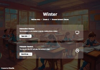 Preview of Written Story - Winter holidays