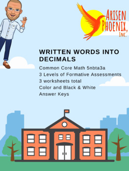 Preview of Written Words into Decimals 5nbta3a Bundle