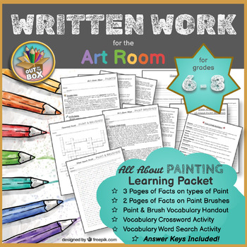 Preview of Written Work for the Art Room: All About Paint & Brushes Learning Packet