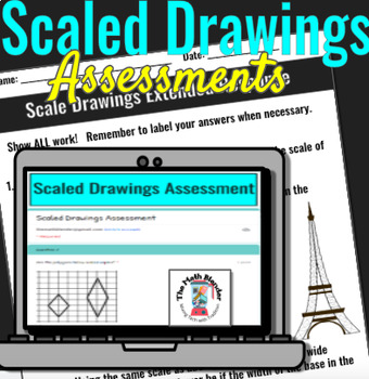 Preview of Written and Multiple Choice Assessments for Scaled Drawings 