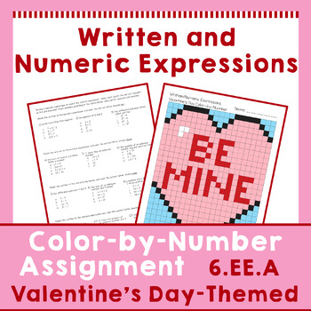 Preview of Written and Numeric Expressions Valentine's Day Color By Number