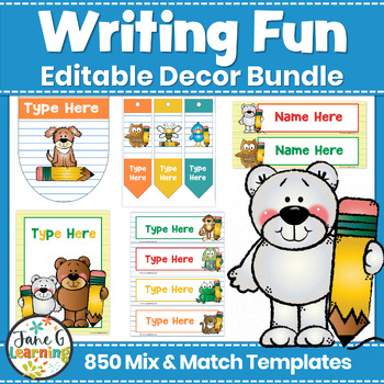 Preview of Writing Theme Classroom Decor | Editable Writing Decor | Pencil Theme Decor