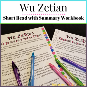 Preview of Wu Zetian Short Read with Workbook Summary