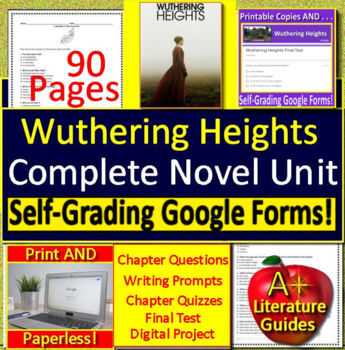 Preview of Wuthering Heights Novel Study Unit - Comprehension Questions, Activities, Tests