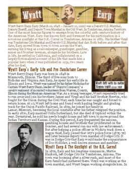 Wyatt Earp Activity Packet by Lovers of Learning TPT