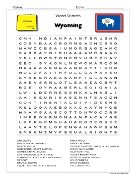Wyoming Puzzle BUNDLE Word Search Crossword Activities U S States