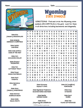 wyoming state symbols word search puzzle worksheet activity by puzzles