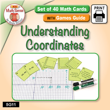 Preview of X and Y Coordinates: Math Sense Card Games & Activities 5G11 | Ordered Pairs