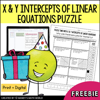 Preview of X and Y Intercepts of Linear Equations Puzzle