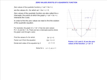 Preview of X-intercepts of Quadratic Functions