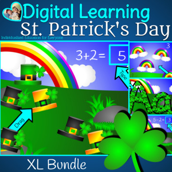 Preview of XL St. Patrick's Day Kindergarten Digital Learning Bundle