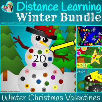 Preview of XL Winter Distance learning Activities Bundle Includes Christmas Valentines A1A2