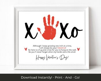 Preview of XOXO Valentines Day Handprint Art Poem - Easy Class Craft Activity - Parent Gift