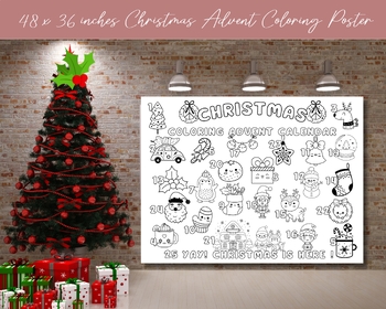 Preview of XXL Giant Christmas Advent Coloring Calendar For Kids 48 x 36 inches