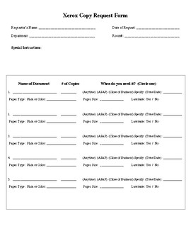 Copy Request Form Worksheets Teaching Resources Tpt
